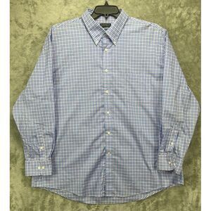 Lauren Ralph Lauren Mens Black Label 18.5-34/35 2XL Blue Plaid Long Sleeve Shirt